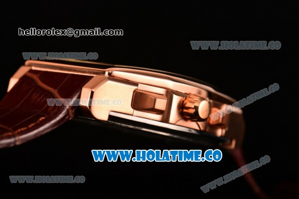 IWC Da-Vinci Chrono Miyota Quartz Rose Gold Case with Brown Leather Strap and White Dial - Click Image to Close
