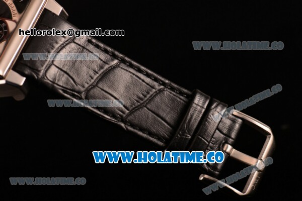 IWC Da-Vinci Chrono Miyota Quartz Steel Case with Black Leather Strap and Black Dial - Click Image to Close
