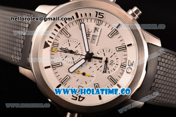 IWC Aquatimer Chronograph Miyota Quartz Steel Case with White Dial and Stick Markers - Click Image to Close