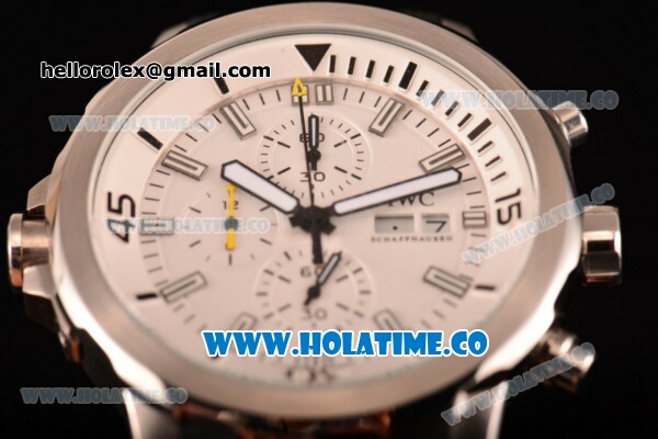 IWC Aquatimer Chronograph Miyota Quartz Steel Case with White Dial and Stick Markers - Click Image to Close