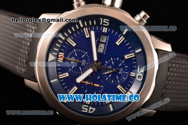 IWC Aquatimer Chronograph Miyota Quartz Steel Case with Blue Dial and Stick Markers - Click Image to Close