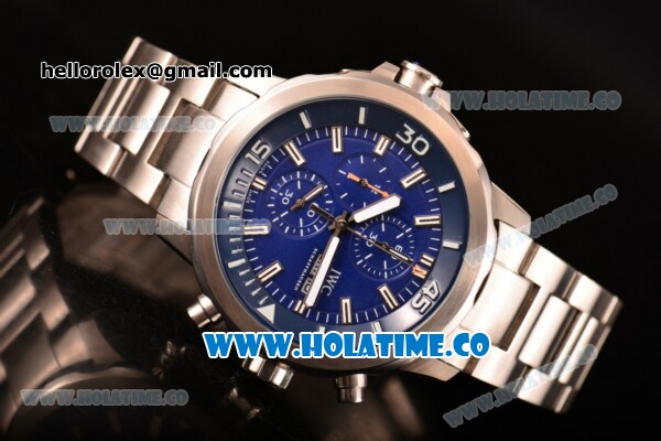 IWC Aquatimer Chronograph Miyota Quartz Full Steel with Blue Dial and Stick Markers - Click Image to Close