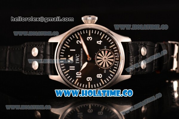 IWC Big Pilot's "Markus Buhler" Swiss ETA 6497 Manual Winding Steel Case with Black Dial and White Arabic Numeral Markers - Click Image to Close