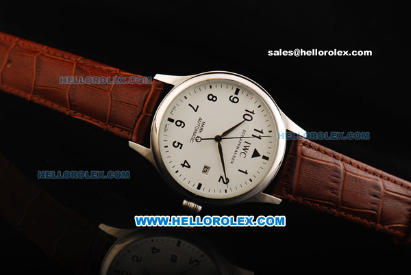 IWC Schaffhausen Mark XV Automatic Movement Steel Case with White Dial and Brown Leather Strap - Click Image to Close
