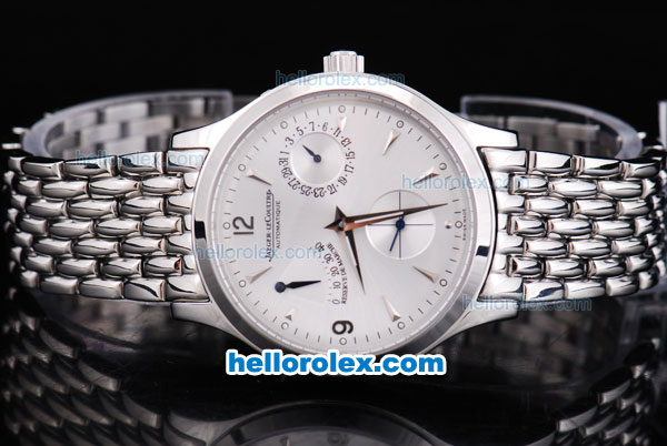 Jaeger-LECoultre Power Reserve Automatic with Full White Dial and Silver Case-SSband - Click Image to Close