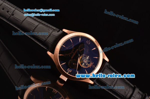 Jaeger-LECoultre Master Reserve De Marche Tourbillon Asia HT30 Automatic Rose Gold Case with Black Leather Strap Black Dial - Click Image to Close