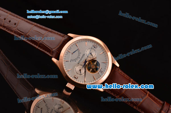 Jaeger-LECoultre Master Reserve De Marche Tourbillon Asia HT30 Automatic Rose Gold Case with Brown Leather Strap White Dial - Click Image to Close