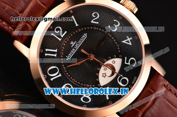 Jaeger-LECoultre Rendez-Vous Swiss ETA 2824 Automatic Rose Gold Case with Black Dial and Arabic Numeral Markers - Click Image to Close