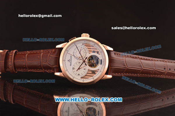 Jaeger-LECoultre Grande Complication Tourbillon Asia ST23 Automatic Rose Gold Case with White Dial and Brown Leather Strap - Click Image to Close