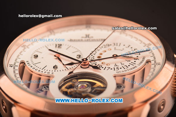 Jaeger-LECoultre Grande Complication Tourbillon Asia ST23 Automatic Rose Gold Case with White Dial and Brown Leather Strap - Click Image to Close
