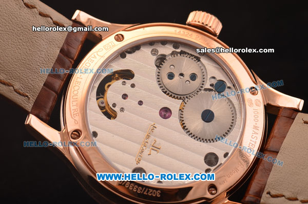 Jaeger-LECoultre Master Tourbillon Power Reserve St8000 Tourbillon Manual Winding Rose Gold Case with White Dial and Brown Alligator Strap - Click Image to Close