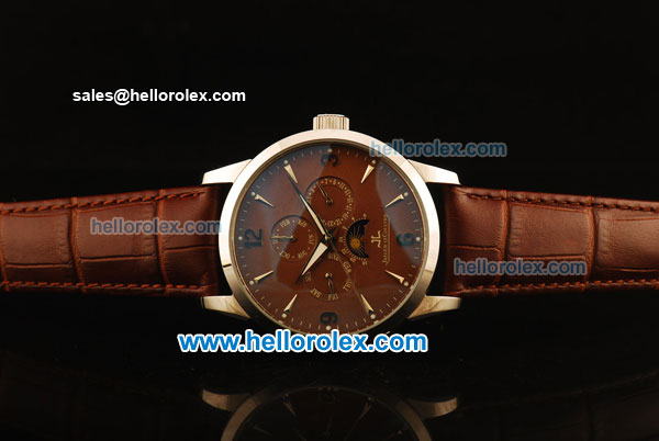 Jaeger Lecoultre Automatic Steel Case with Brown Dial and Brown Leather Strap - Click Image to Close