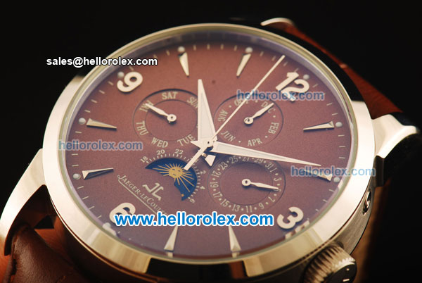 Jaeger Lecoultre Automatic Steel Case with Brown Dial and Brown Leather Strap - Click Image to Close
