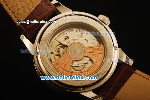 Jaeger Lecoultre Automatic Steel Case with Brown Dial and Brown Leather Strap - Click Image to Close