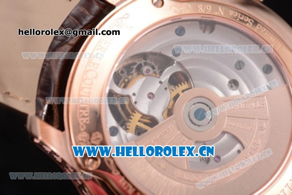 Jaeger-LECoultre Master Grande Tourbillon Swiss Tourbillon Automatic Rose Gold Case with Diamonds Dial and Brown Leather Strap Diamonds Bezel (FT) - Click Image to Close