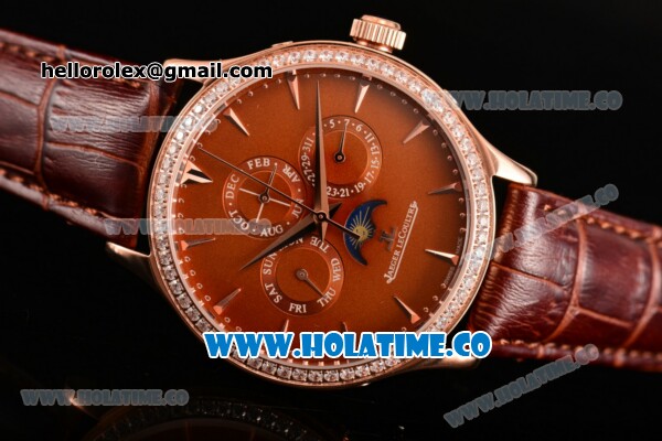 Jaeger-LECoultre Master Perpetual Calendar Asia Automatic Rose Gold Case with Brown Dial Stick Markers and Brown Leather Strap - Click Image to Close