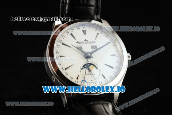 Jaeger-LECoultre Master Calendar Miyota 9015 Automatic Steel Case White Dial With Stick Markers Black Leather Strap (JH) - Click Image to Close