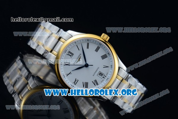 Longines Master Swiss ETA 2824 Automatic Two Tone Case with White Dial and Yellow Gold/Steel Bracelet (AAAF) - Click Image to Close
