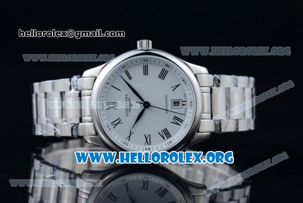 Longines Master Swiss ETA 2824 Automatic Steel Case with White Dial and Steel Bracelet (AAAF) - Click Image to Close