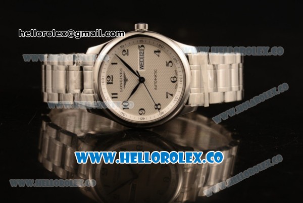Longines Master Swiss ETA 2824 Automatic Steel Case with White Dial and Steel Bracelet - Click Image to Close