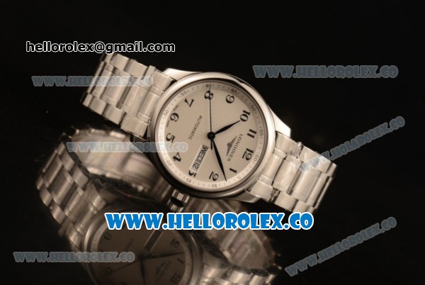 Longines Master Swiss ETA 2824 Automatic Steel Case with White Dial and Steel Bracelet - Click Image to Close