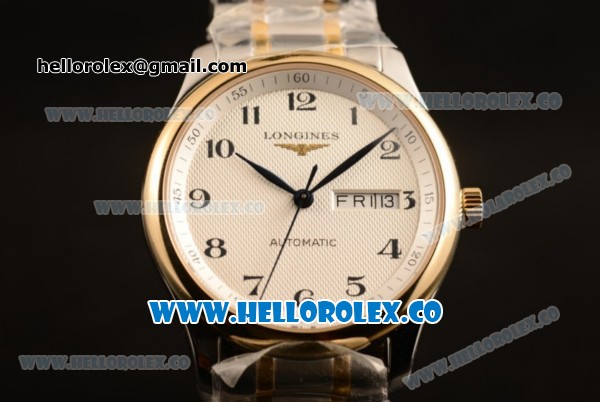 Longines Master Swiss ETA 2824 Automatic Two Tone Case with Two Tone Bracelet and White Dial - Click Image to Close