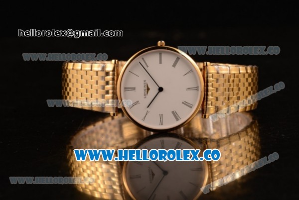 Longines La Grande Classique SWISS QUARTZ Yellow Gold Case with White Dial and Yellow Gold Bracelet - Click Image to Close