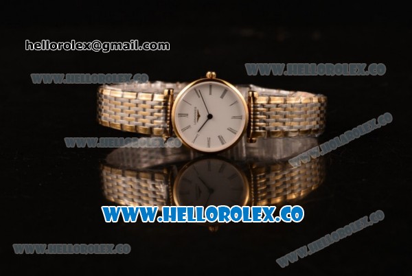 Longines La Grande Classique SWISS QUARTZ Two Tone Case with Yellow Gold Bezel White Dial and Two Tone Bracelet - Click Image to Close