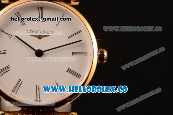 Longines La Grande Classique SWISS QUARTZ Two Tone Case with Yellow Gold Bezel White Dial and Two Tone Bracelet - Click Image to Close