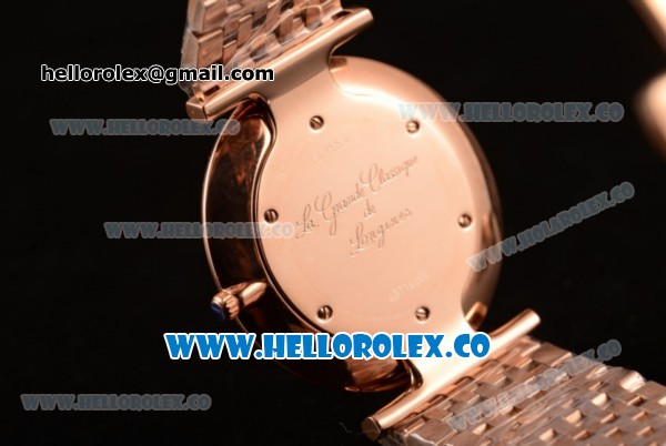 Longines La Grande Classique SWISS QUARTZ Rose Gold Case with White Dial and Rose Gold Bracelet - Click Image to Close