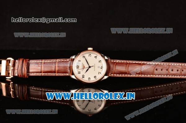 Longines Master Swiss ETA 2824 Automatic Steel Case with Rose Gold Bezel and White Dial - Click Image to Close