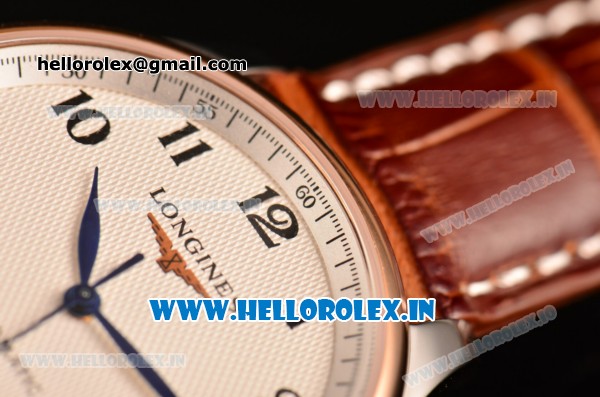 Longines Master Swiss ETA 2824 Automatic Steel Case with Rose Gold Bezel and White Dial - Click Image to Close