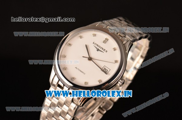 Longines Master Swiss ETA 2824 Automatic Full Steel with White Dial and Diamonds Markers - Click Image to Close