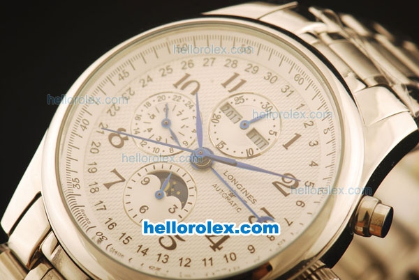 Longines Master Collection Vollkalender Perpetual Calendar Automatic Moonphase with White Dial - Click Image to Close