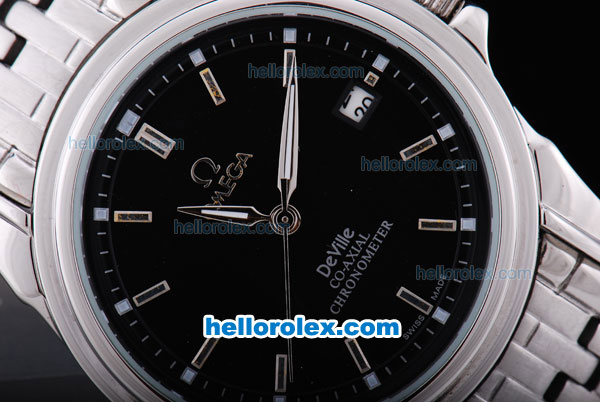 Omega Deville Co-Axial Chronometer Automatic with Black Dial and Silver Bezel - Click Image to Close