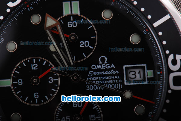 Omega Seamaster Professional Chronograph Quartz with Black Dial and Bezel - Click Image to Close