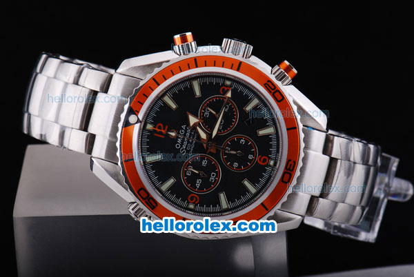 Omega Seamaster Planet Ocean Chronograph Automatic with Black Dial,Orange Bezel-Stainless Steel Strap - Click Image to Close