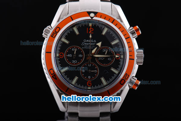 Omega Seamaster Planet Ocean Chronograph Automatic with Black Dial,Orange Bezel-Stainless Steel Strap - Click Image to Close