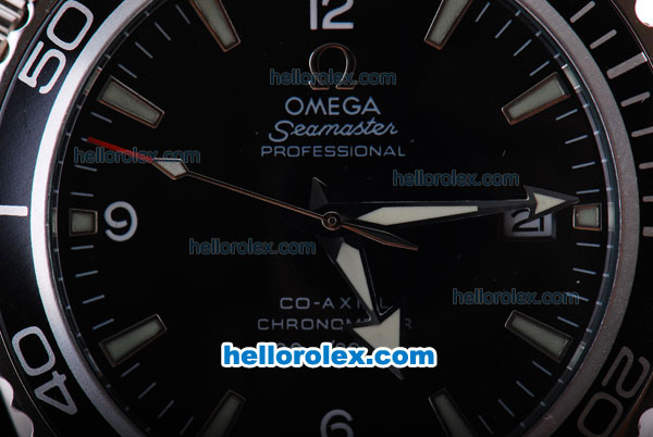 Omega Seamaster Planet Ocean Chronograph Automatic with Black Dial and Bezel - Click Image to Close