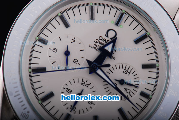 Omega Speedmaster Chronograph Automatic with White Dial,Black Marking and White Bezel - Click Image to Close