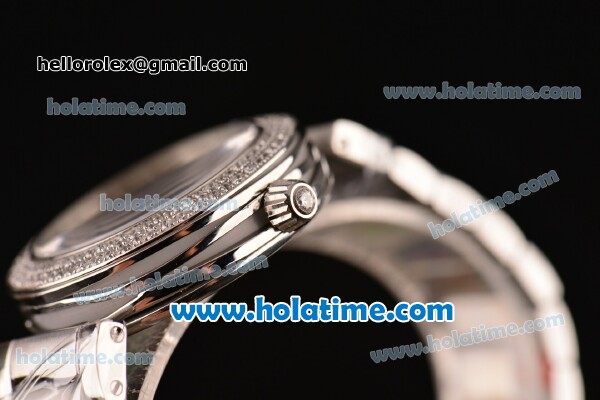 Omega De Ville Ladymatic Swiss Quartz Movement Steel Case Steel Bracelet with Diamond Bezel and White Dial - Click Image to Close