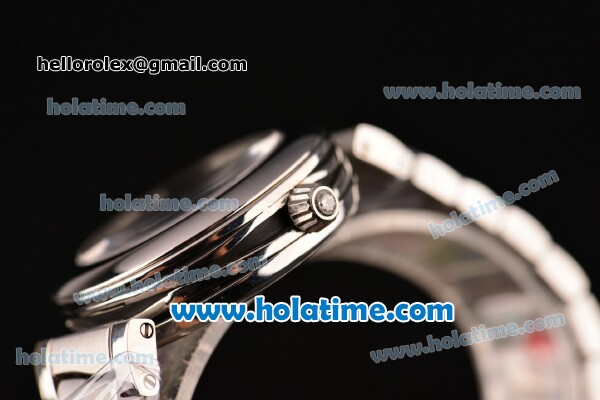 Omega De Ville Ladymatic Swiss Quartz Movement Steel Case Steel Bracelet with Black Dial - Click Image to Close