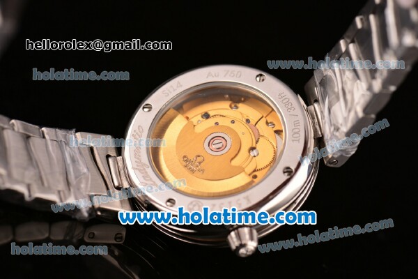 Omega De Ville Ladymatic Swiss ETA 2824 Steel Case Steel Bracelet with White Dial - Click Image to Close