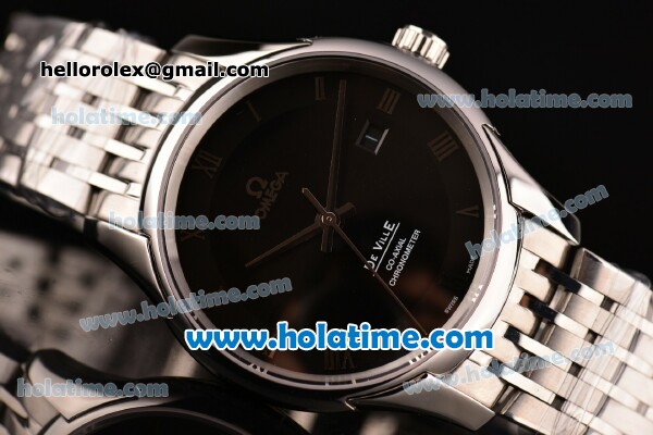 Omega De Ville Co-Axial Swiss ETA 2836 Automatic Steel Case and Strap with Black Dial - Click Image to Close