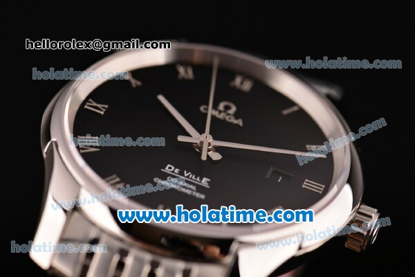 Omega De Ville Co-Axial Swiss ETA 2836 Automatic Steel Case and Strap with Black Dial - Click Image to Close
