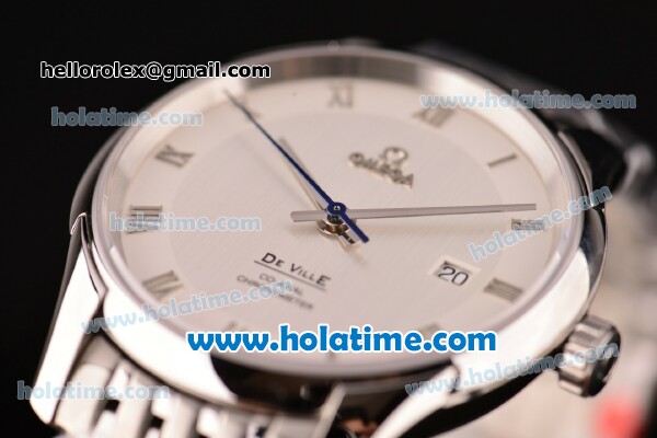 Omega De Ville Co-Axial Swiss ETA 2836 Automatic Steel Case and Strap with White Dial - Click Image to Close