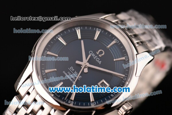Omega De Ville Hour Vision Swiss ETA 2836 Automatic Steel Case and Strap with Blue Dial - Click Image to Close