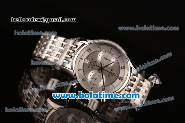 Omega De Ville Co-Axial Chronograph VK Quartz Movement Steel Case and Strap with Silver Dial - Click Image to Close