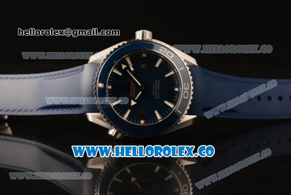 Omega Seamaster Planet Ocean 600M Co-Axial Clone Omega 8500 Automatic Steel Case with Blue Dial Rubber Strap and Sick Markers (EF) - Click Image to Close