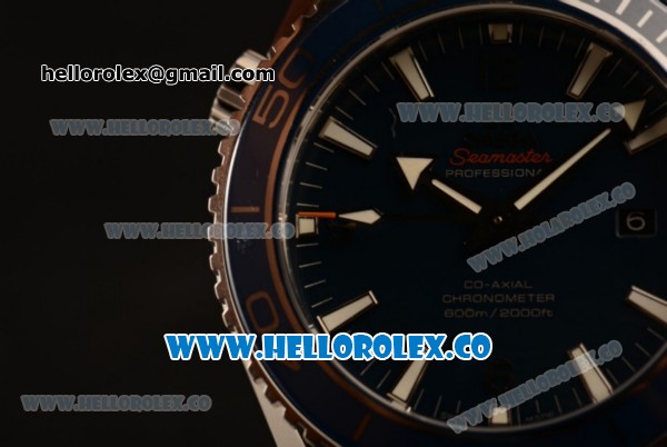 Omega Seamaster Planet Ocean 600M Co-Axial Clone Omega 8500 Automatic Steel Case with Blue Dial Rubber Strap and Sick Markers (EF) - Click Image to Close